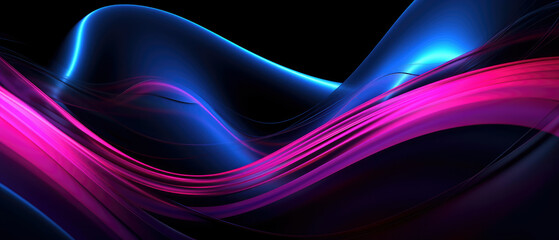 Futuristic Glowing Purple and blue Wave Pattern web banner generative ai