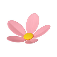Pink romantic chamomile elegant flower botanical blossom bud isometric 3d icon realistic vector