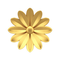 Golden flower dahlia lush petals premium decor element floristic composition 3d icon vector