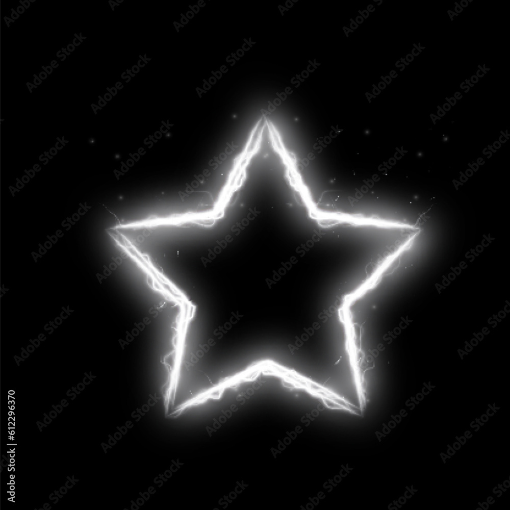 Poster star frame with sparks and flame light effects, shining luxury banner vector illustration. for web d