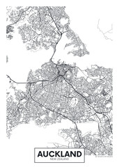 City map Auckland, urban planning travel vector poster design