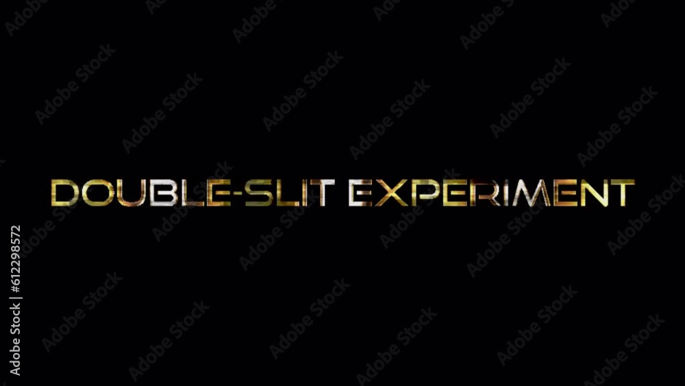 Wall mural loop double-slit experiment gold glitch text effect illustration on black background. element for is