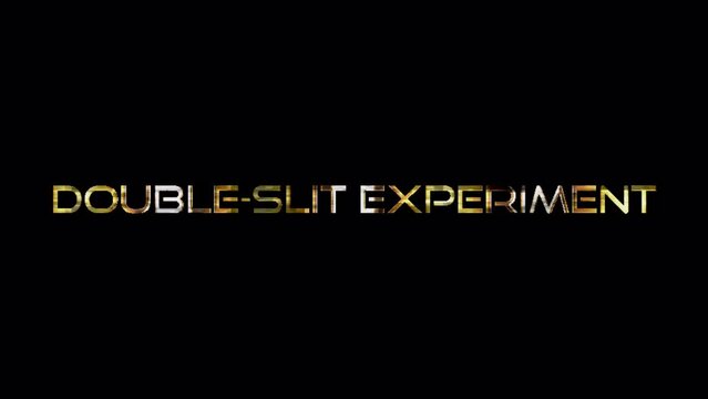 Loop DOUBLE-SLIT EXPERIMENT gold glitch text effect illustration on Black Background. Element for Isolated transparent video animation text with alpha channel using Quick time prores 444