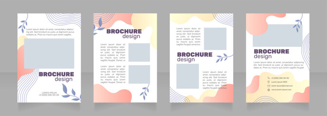 Ecotherapy treatment blank brochure design. Template set with copy space for text. Premade corporate reports collection. Editable 4 paper pages. Rubik Black Regular, Nunito Light fonts used
