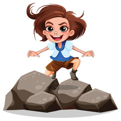 Girl standing on the rock