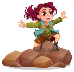 Girl standing on the rock