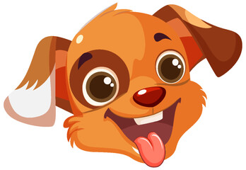 Cheerful Cute Dog Face on White Background