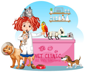 Friendly Veterinarian with Pet Animal Vector