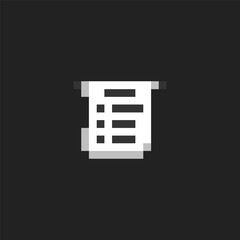 this is paper icon in pixel art with white color and black background ,this item good for presentations,stickers, icons, t shirt design,game asset,logo and your project