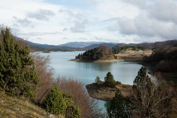 Lake of Aoos near Metsovo on a beautiful winter day, Epirus, Greece