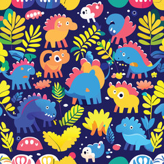 Cute dinosaur seamless pattern royal wallpaper