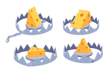 Mousetrap Cheese on a white background.Vector illustration cartoon