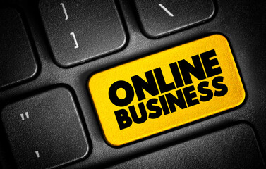 Fototapeta premium Online Business text button on keyboard, concept background