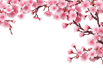 Obraz na płótnie Canvas Cherry Blossoms Border: Illustration of Beautiful Spring Flowers, Generative AI