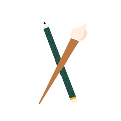 Pencil and brush 