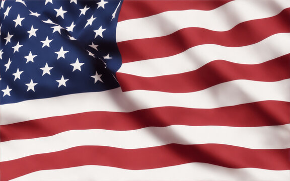 U.S. flag close-up waving in the wind. Generated in AI. Generative AI