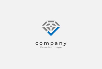 Fototapeta premium Diamond Logo Design, diamond with check mark combination, usable for Jewelry, Fashion and company logos, vector illustration