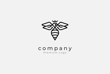 Bee Logo Design, Queen Bee with diamond combination, usable for Jewelry, Fashion and company logos, vector illustration