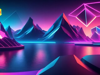 colorful light neon background wallpaper ai generated