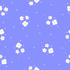 Cute vector pattern. White daisies on a lilac background. Cheerful children's background . Vector illustration
