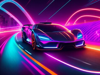 colorful light neon background wallpaper ai generated
