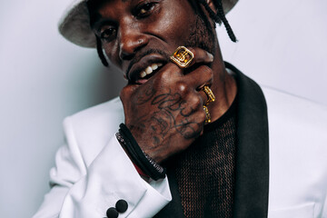Portrait of an hip hop music performer.