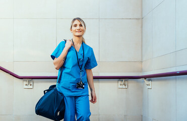representation of the daily life of a nurse going to work .