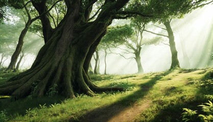 morning in the forest ai generated