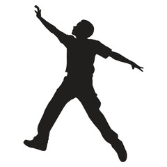 Fototapeta na wymiar silhouette of a person dancing with jumping