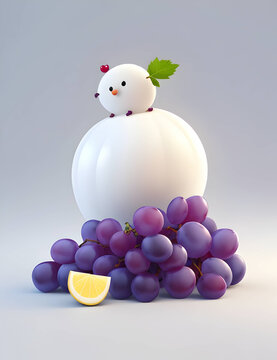 fruit,graps white cartoon model 3d