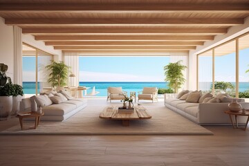 modern living room with the sea view
