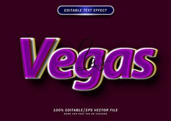 3d Luxury Las Vegas text effect. Neon Font style Editable. mockup text effect