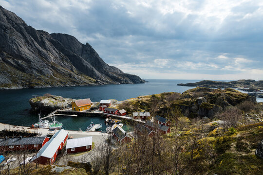 Das Dorf Nusfjord auf Flakstadøy, Lofoten, Norwegen