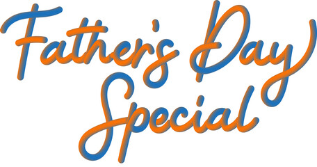 Orange Blue 3D Gradient Cursive Father's Day Typography Message
