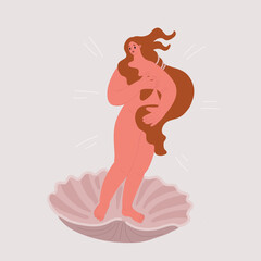 Vector illustration of TGoddess, the birth of Venus in space.