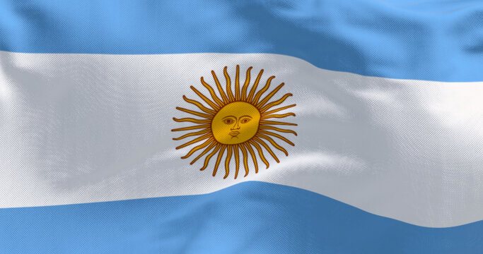 Argentina national flag fluttering in the wind