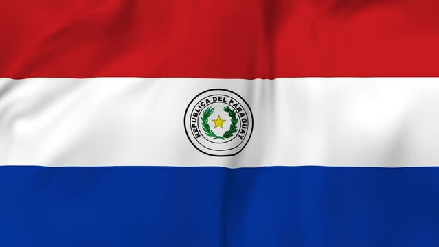 Arising map of Paraguay and waving flag of Paraguay in background. 4k resolution video.