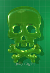 Jelly roger phone background with 3d render of skull and crossbones 