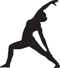 Yoga exercises, silhouette of a girl practicing
 - obrazy, fototapety, plakaty