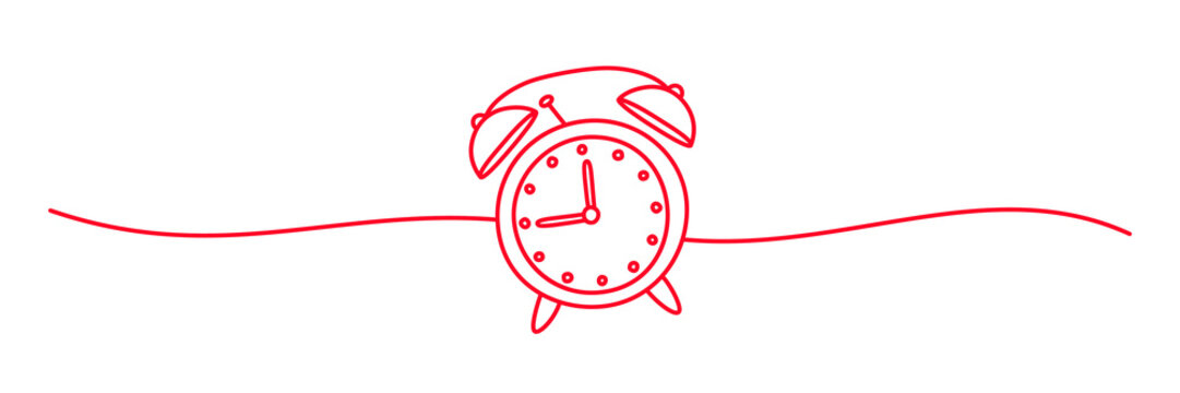 recommend clip art: Alarm clock banner hand drawn with thin line. Vintage retro style watch with bells. Png clipart isolated on transparent background
