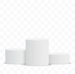 Empty podium isolated. White award pedestal. 3d vector illustration