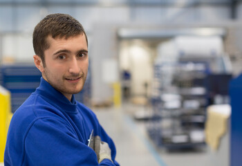 Obraz premium Portrait confident worker in steel factory