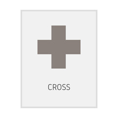 Cross geometric shape flash card element symbol for preschool education for kids mathematics learning illustration