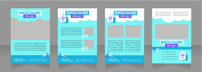 Hotel discounts for students blank brochure design. Template set with copy space for text. Premade corporate reports collection. Editable 4 paper pages. Ubuntu Bold, Regular fonts used