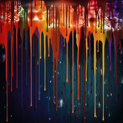 Generative ai. Fluid art paint explosion red, orange and yellow colours for halloween