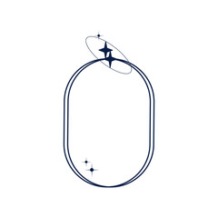 Aesthetic Frame minimal element. Y2k graphic shape with star and line. Aesthetic vecor illustration. Geometric arch for modern design