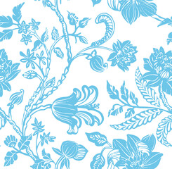 Seamless pattern in the style of chinoiserie. Stamped drawing. - 612323370