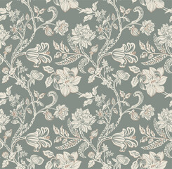Seamless pattern in the style of chinoiserie. Elegant floral pattern - 612323387