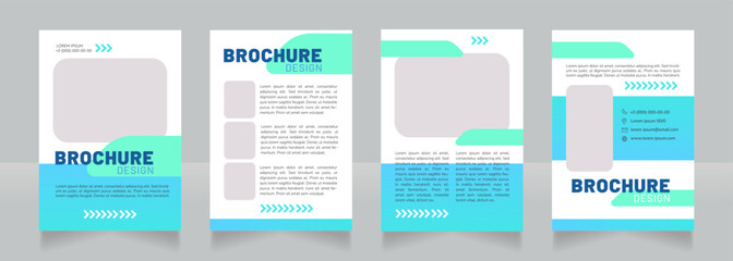 Electric cars blue blank brochure design. Template set with copy space for text. Premade corporate reports collection. Editable 4 paper pages. Barlow Black, Regular, Nunito Light fonts used