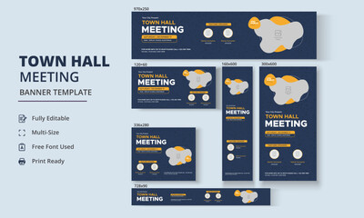 Town Hall Meeting Banner Templates, City Hall Banner and Poster - obrazy, fototapety, plakaty